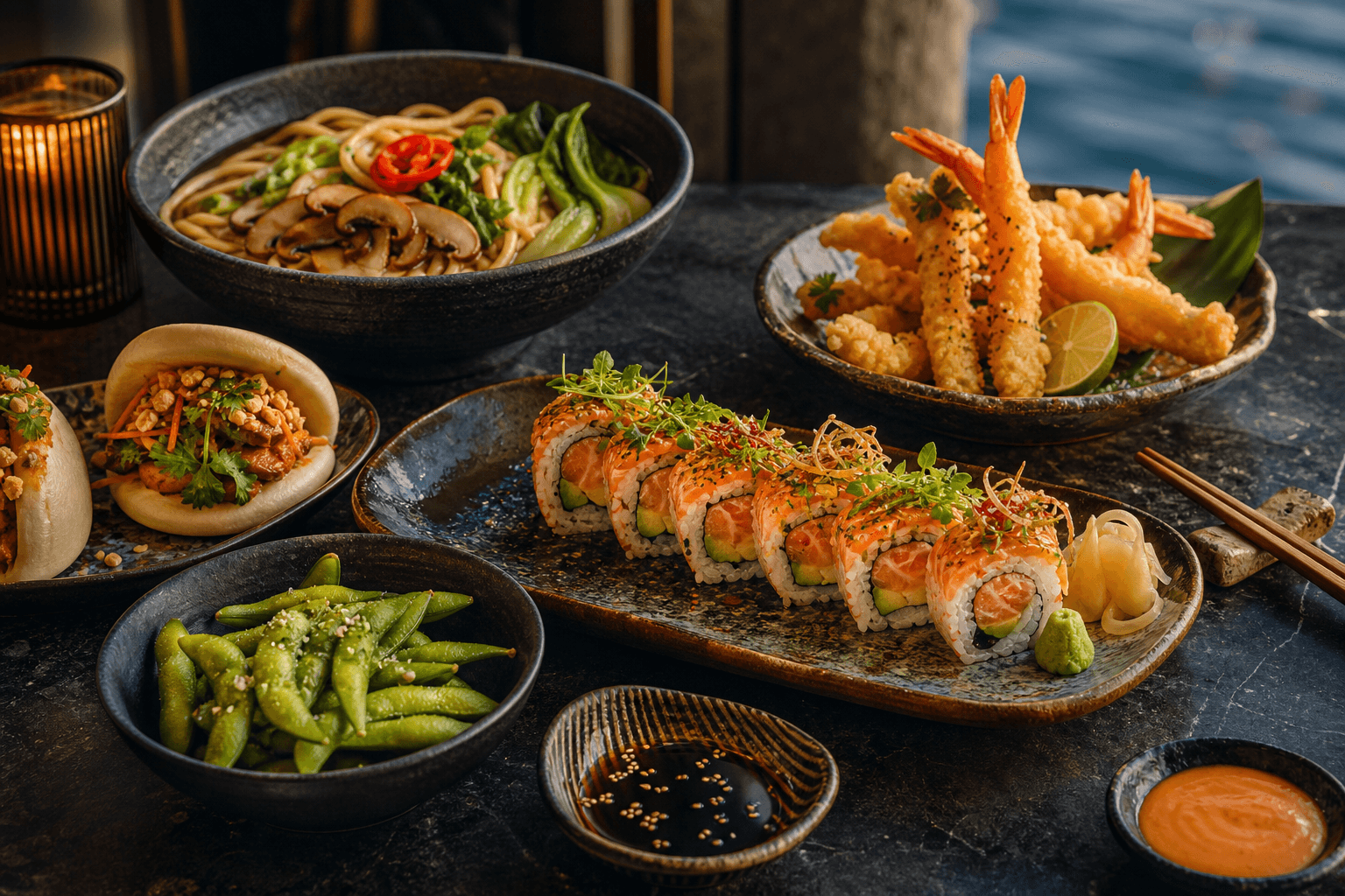 Seatreet Büyükada premium sushi, bao ve tempura sofrası